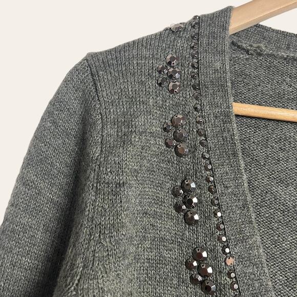 J.Crew Gray Alpaca Merino Wool Blend Embellished Cardigan Sweater Size XS - Picture 3 of 9